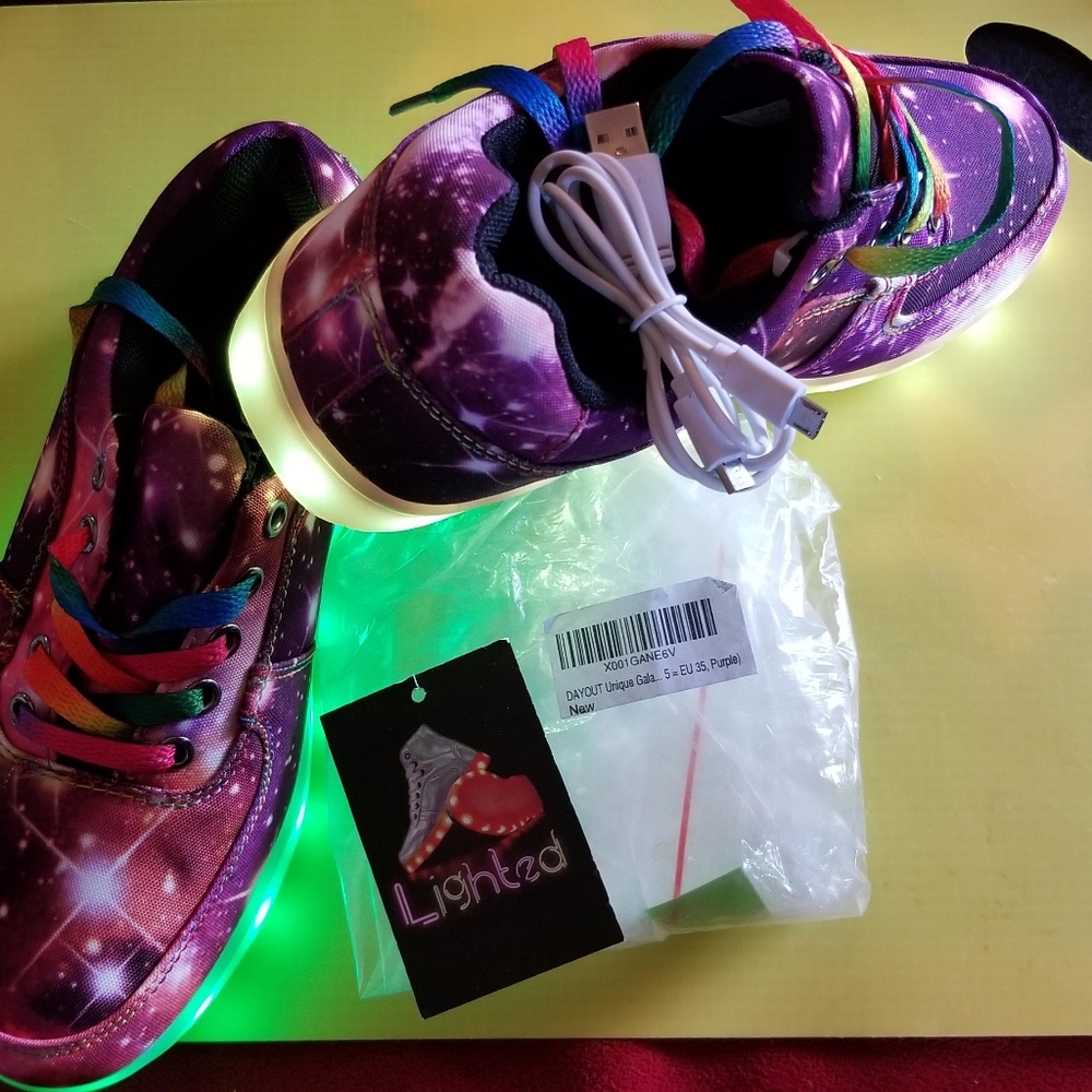 USB Chargable Light up kids purple galaxy shoes